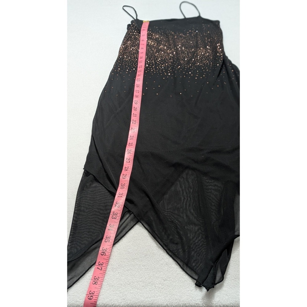 vtg Wet Seal slip dress sparkle black small  asymmetrical‎ hem midi spaghetti - Picture 11 of 13